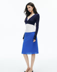 IAMXIAA Cobalt Blue Low-Rise Midi Skirt