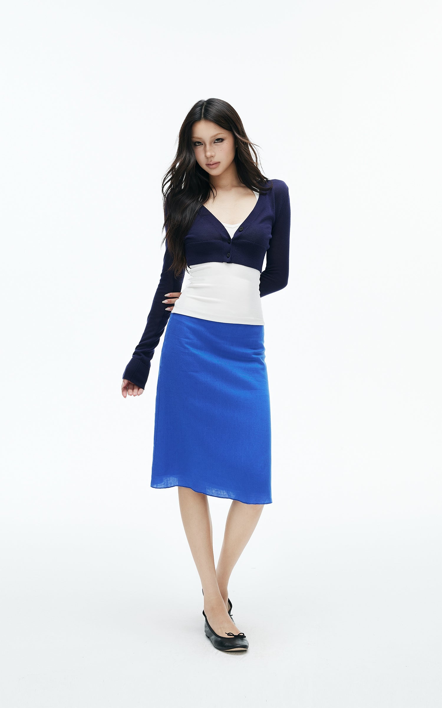 IAMXIAA Cobalt Blue Low-Rise Midi Skirt