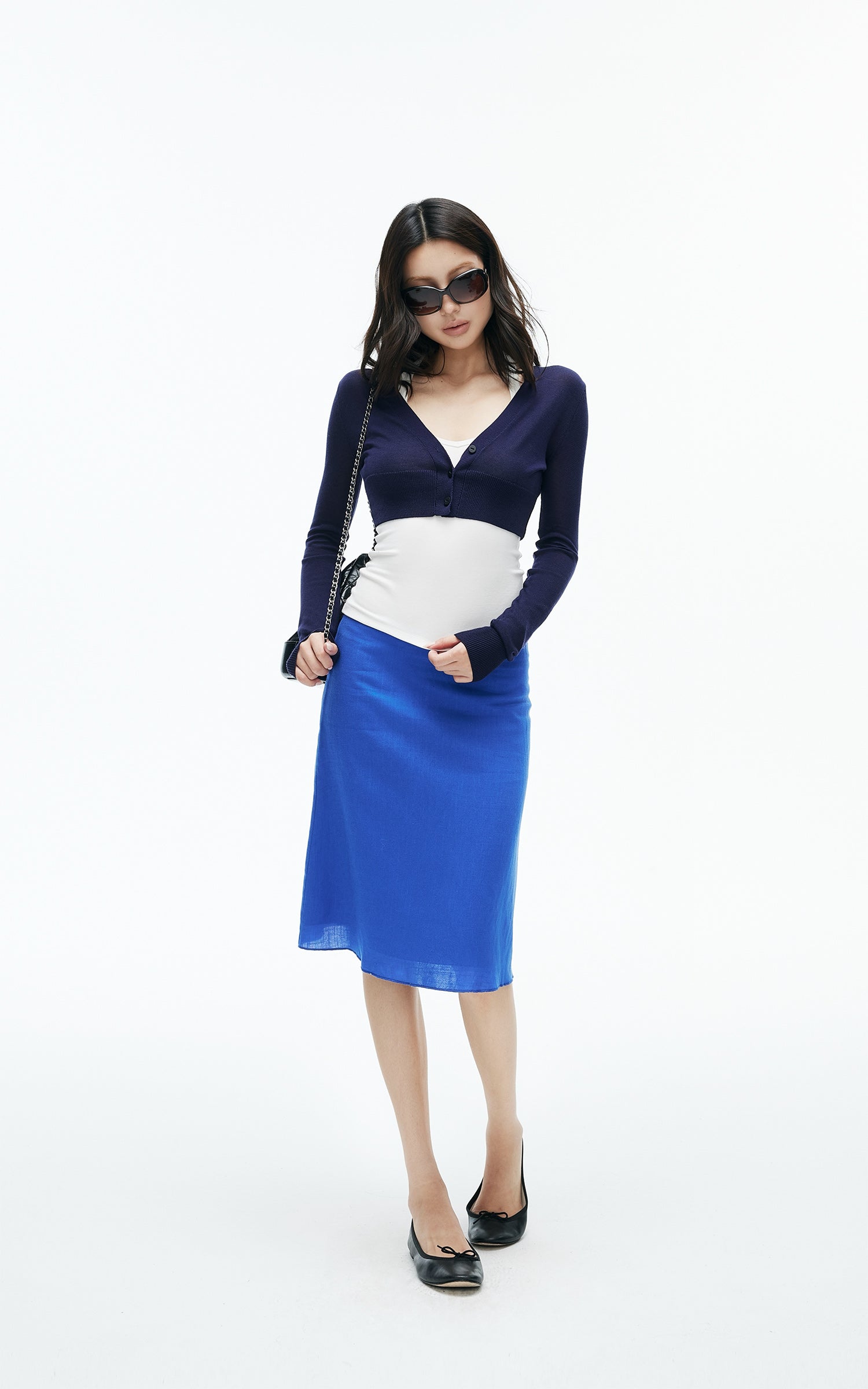 IAMXIAA Cobalt Blue Low-Rise Midi Skirt
