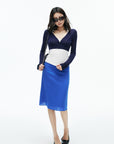 IAMXIAA Cobalt Blue Low-Rise Midi Skirt