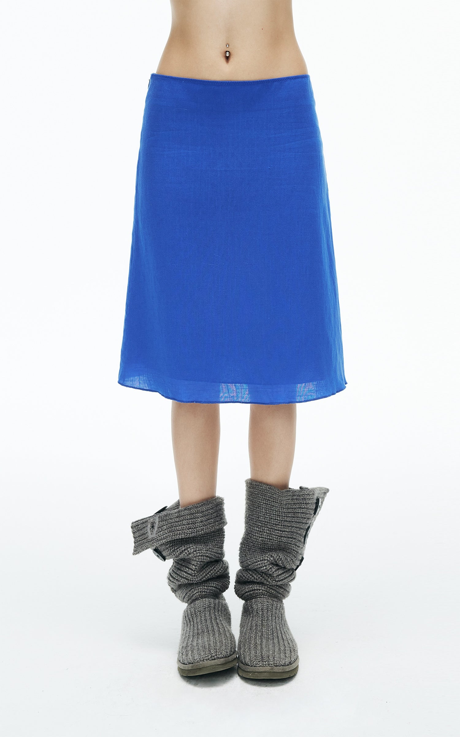 IAMXIAA Cobalt Blue Low-Rise Midi Skirt