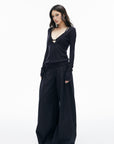 IAMXIAA Deep V-Neck Sheer Knit Sweater