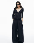 IAMXIAA Pinstripe Oversized Wide-Leg Trousers