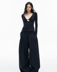 IAMXIAA Deep V-Neck Sheer Knit Sweater