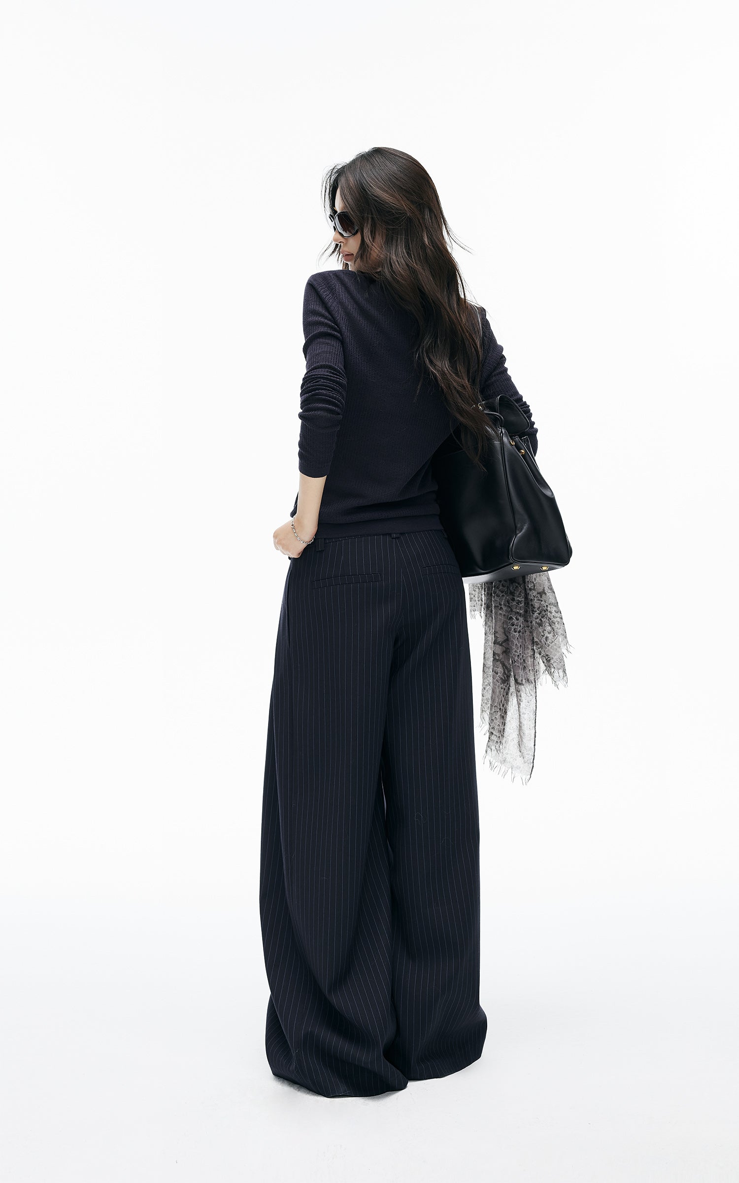 IAMXIAA Pinstripe Oversized Wide-Leg Trousers