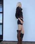 Rase le sol Veste en cuir à panneaux asymétriques & Short Ensemble
