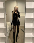 Rase le sol Asymmetric Wrap Leather Skort
