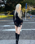 Rase le sol Asymmetric Wrap Leather Skort
