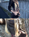 Rase le sol Veste en cuir à panneaux asymétriques & Short Ensemble