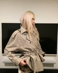 Rase le sol Belted Double-Breasted Sculpted Trench Jacket