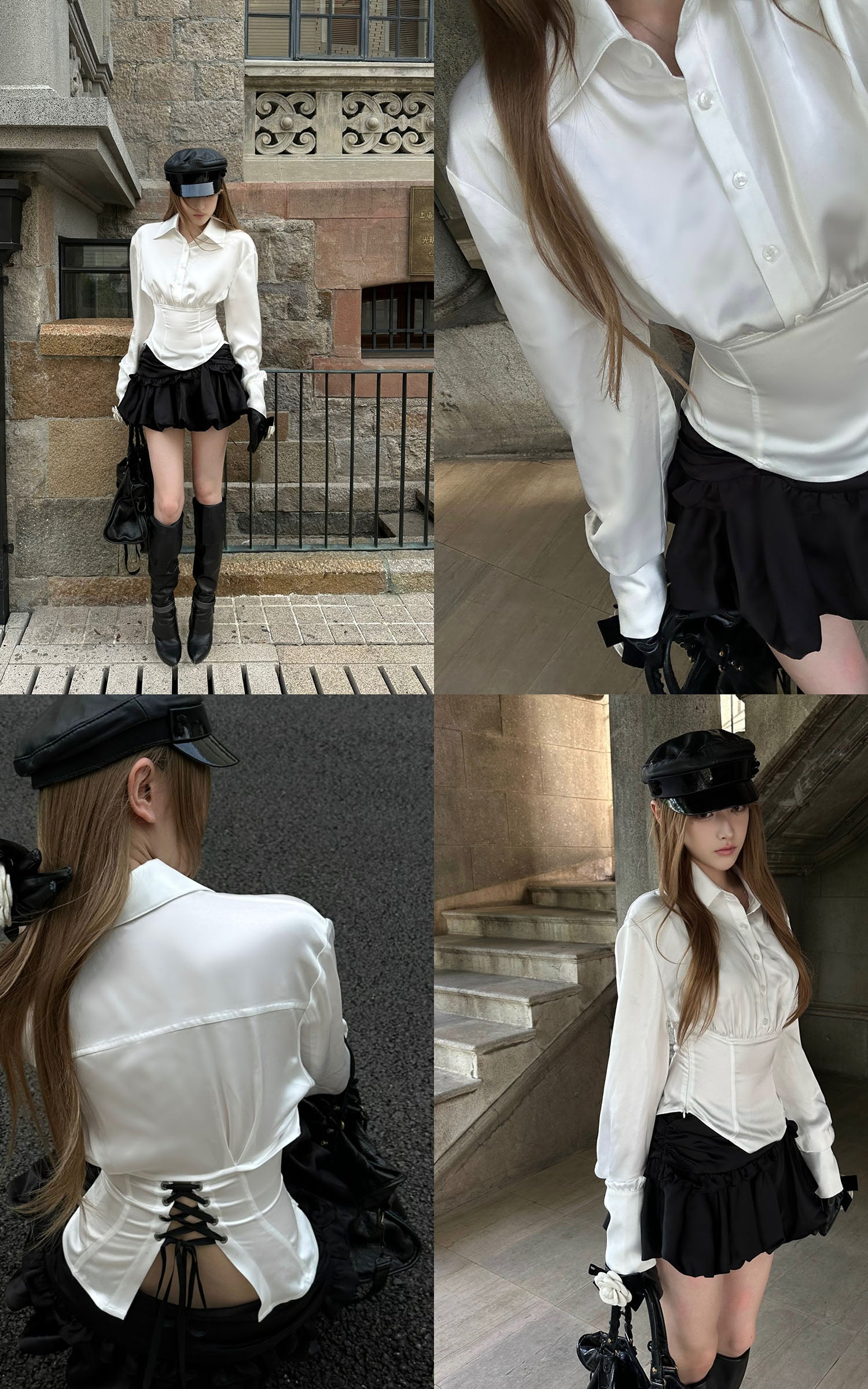 Rase le sol Lace-Up Corset Shirt