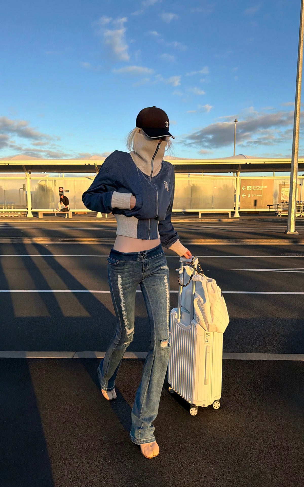 Rase le sol Sculpted High-Neck Corset Denim Jacket