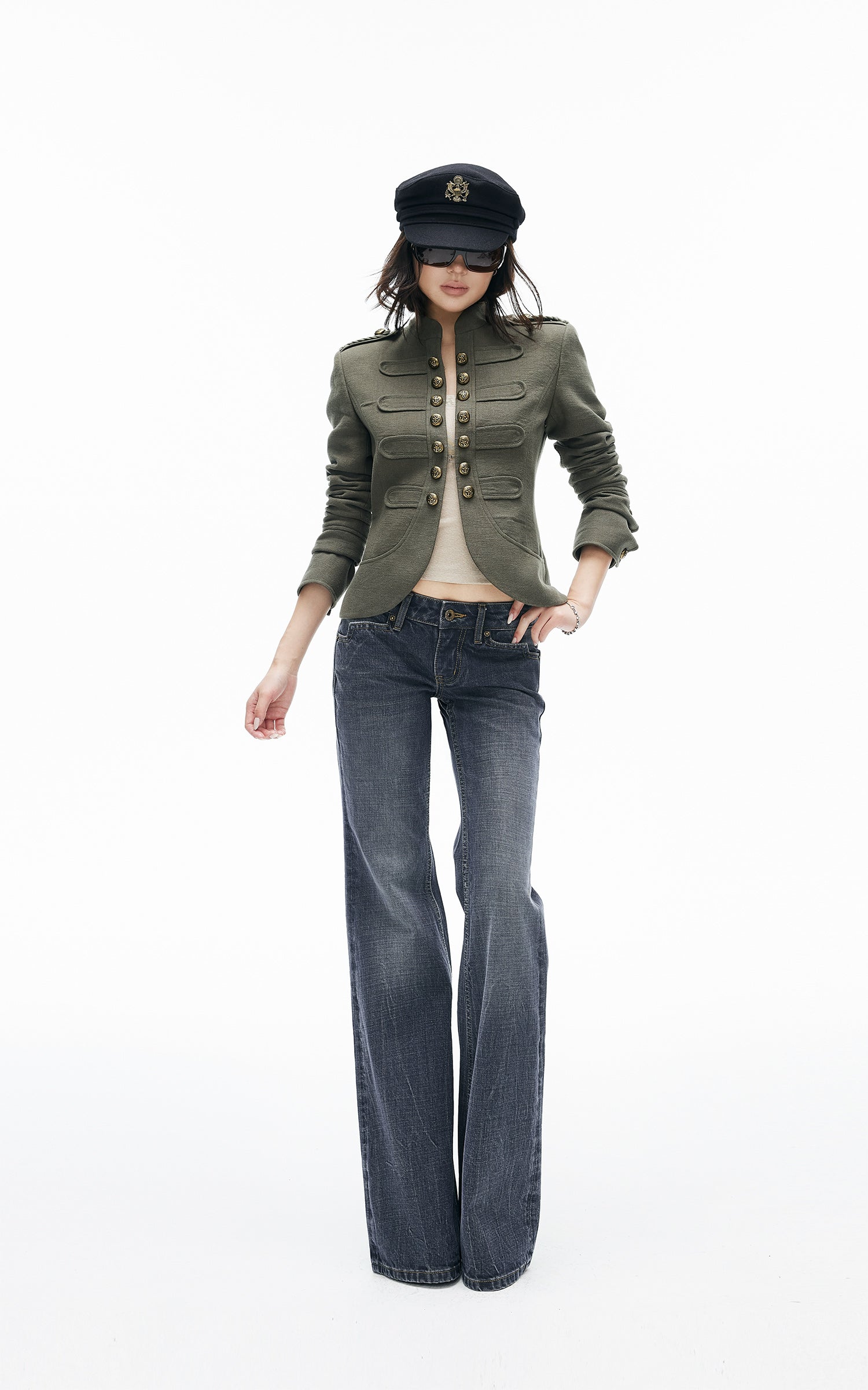 IAMXIAA Vintage Wash Low-Rise Flared Jeans