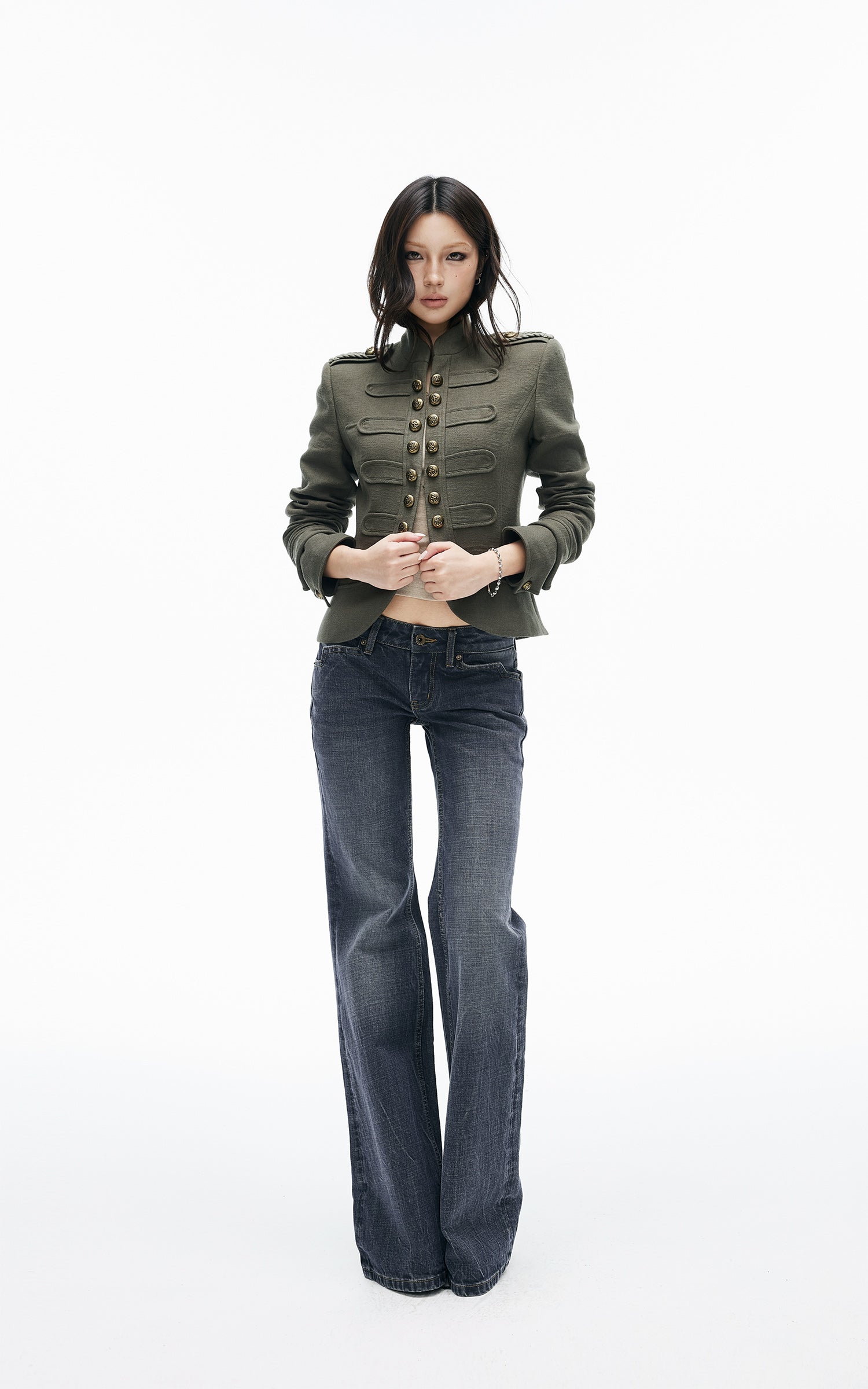 IAMXIAA Vintage Wash Low-Rise Flared Jeans