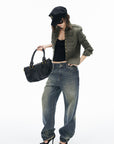 IAMXIAA Vintage Wash Grommet Baggy Jeans