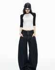 IAMXIAA Triple-Waist Wide-Leg Denim Jeans