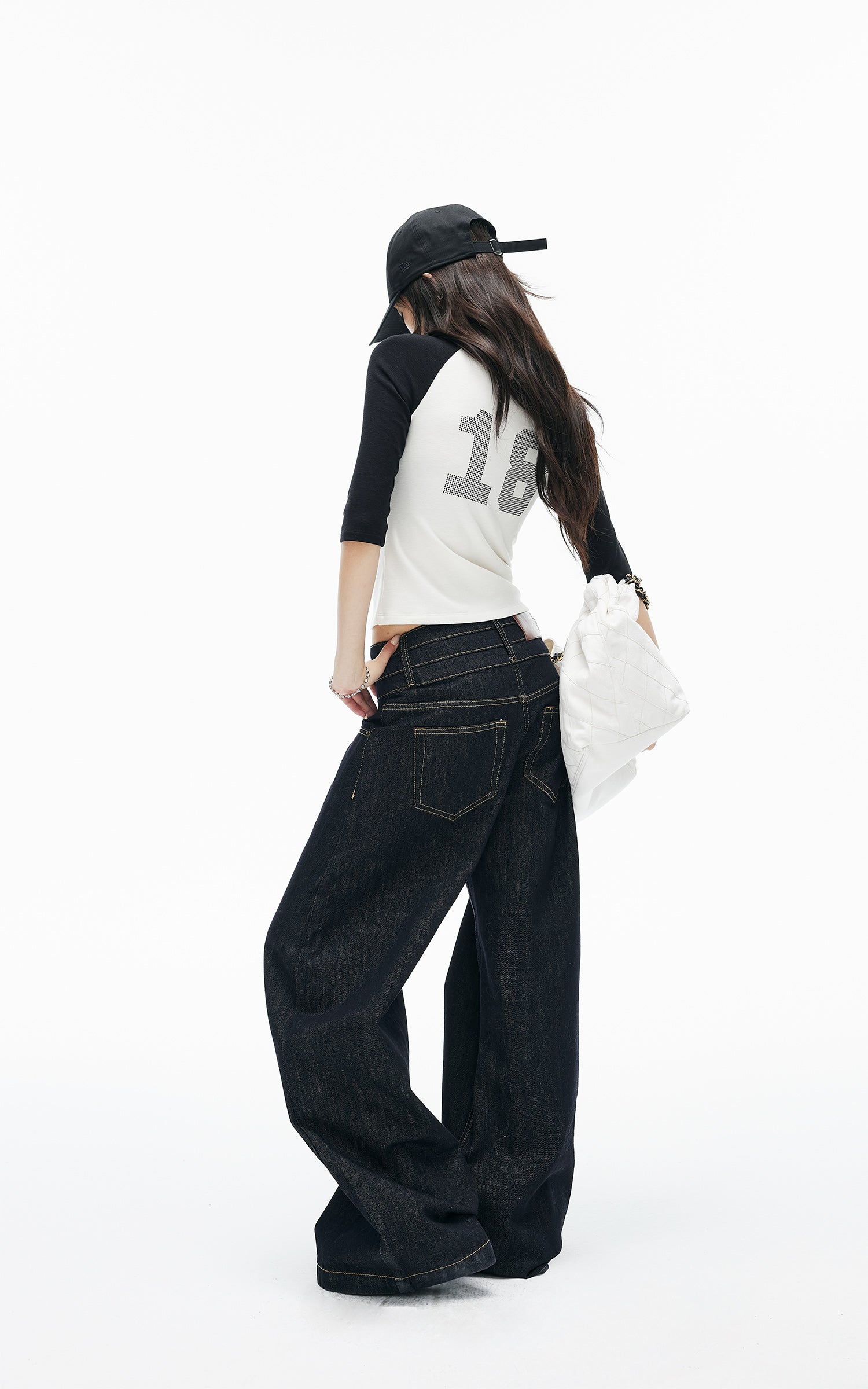 IAMXIAA Triple-Waist Wide-Leg Denim Jeans