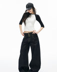 IAMXIAA Triple-Waist Wide-Leg Denim Jeans