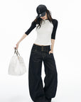 IAMXIAA Triple-Waist Wide-Leg Denim Jeans