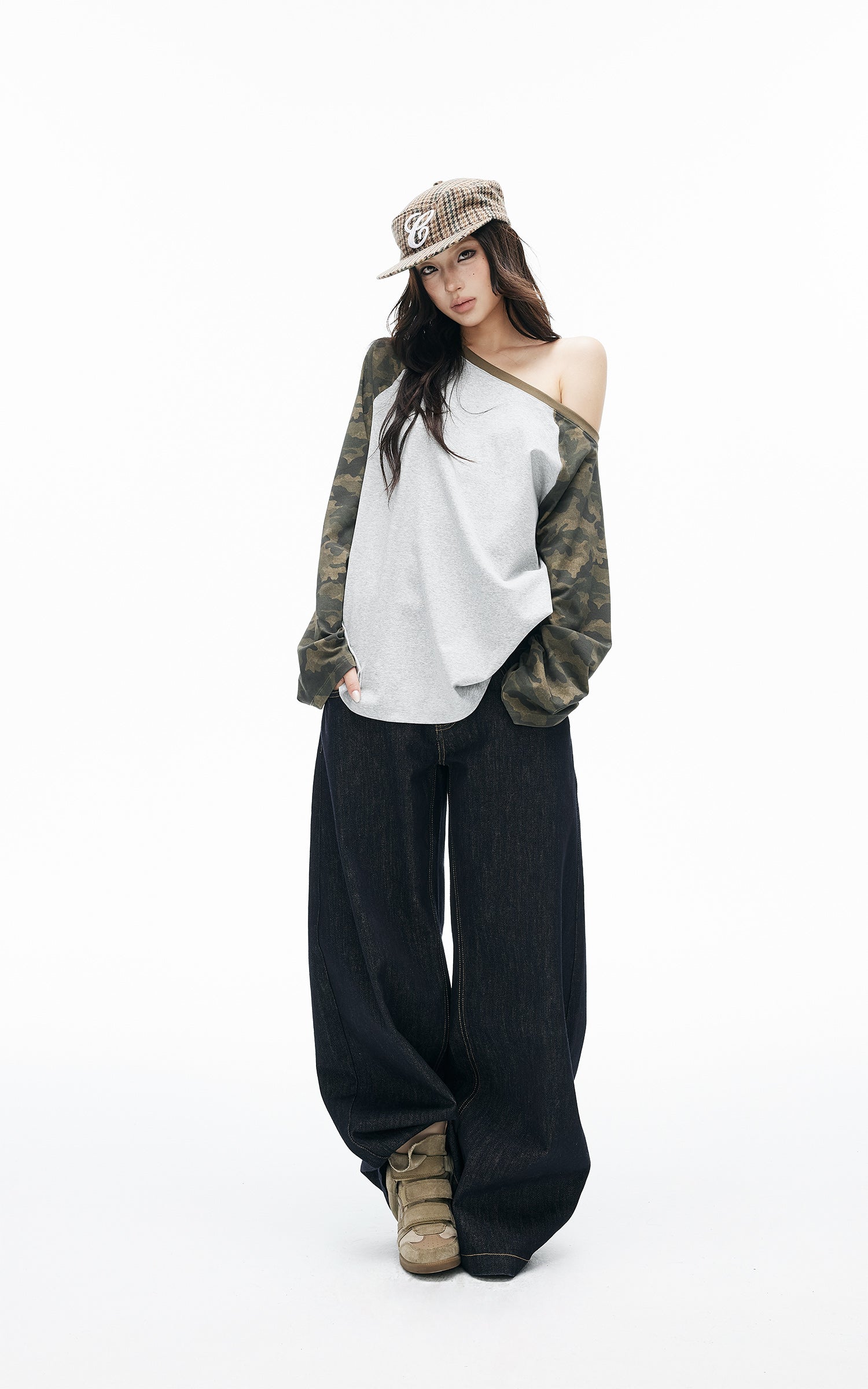 IAMXIAA Triple-Waist Wide-Leg Denim Jeans