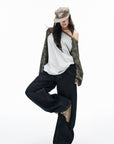 IAMXIAA Camo Sleeve Off-Shoulder Raglan T-Shirt