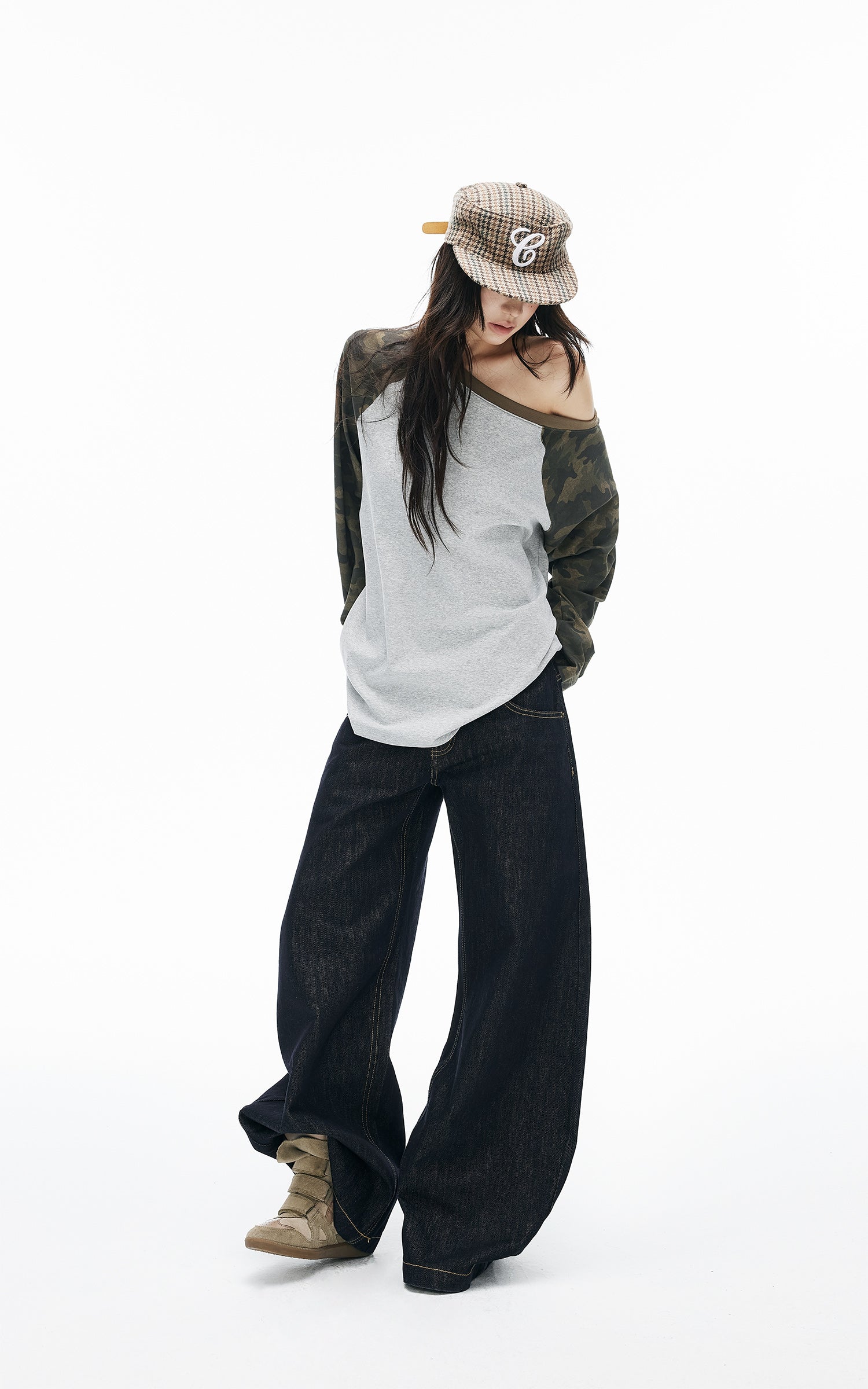 IAMXIAA Triple-Waist Wide-Leg Denim Jeans