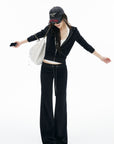 IAMXIAA Velour Zip-Up Hoodie & Wide-Leg Pants Set