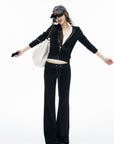 IAMXIAA Velour Zip-Up Hoodie & Wide-Leg Pants Set