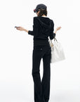IAMXIAA Velour Zip-Up Hoodie & Wide-Leg Pants Set