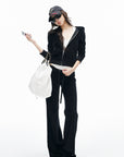 IAMXIAA Velour Zip-Up Hoodie & Wide-Leg Pants Set