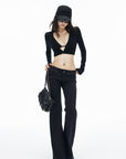 IAMXIAA Sheer V-Neck Cropped Knit Cardigan