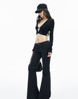 IAMXIAA Low-Rise Studded Flared Pants