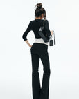 IAMXIAA Low-Rise Button Detail Flared Pants