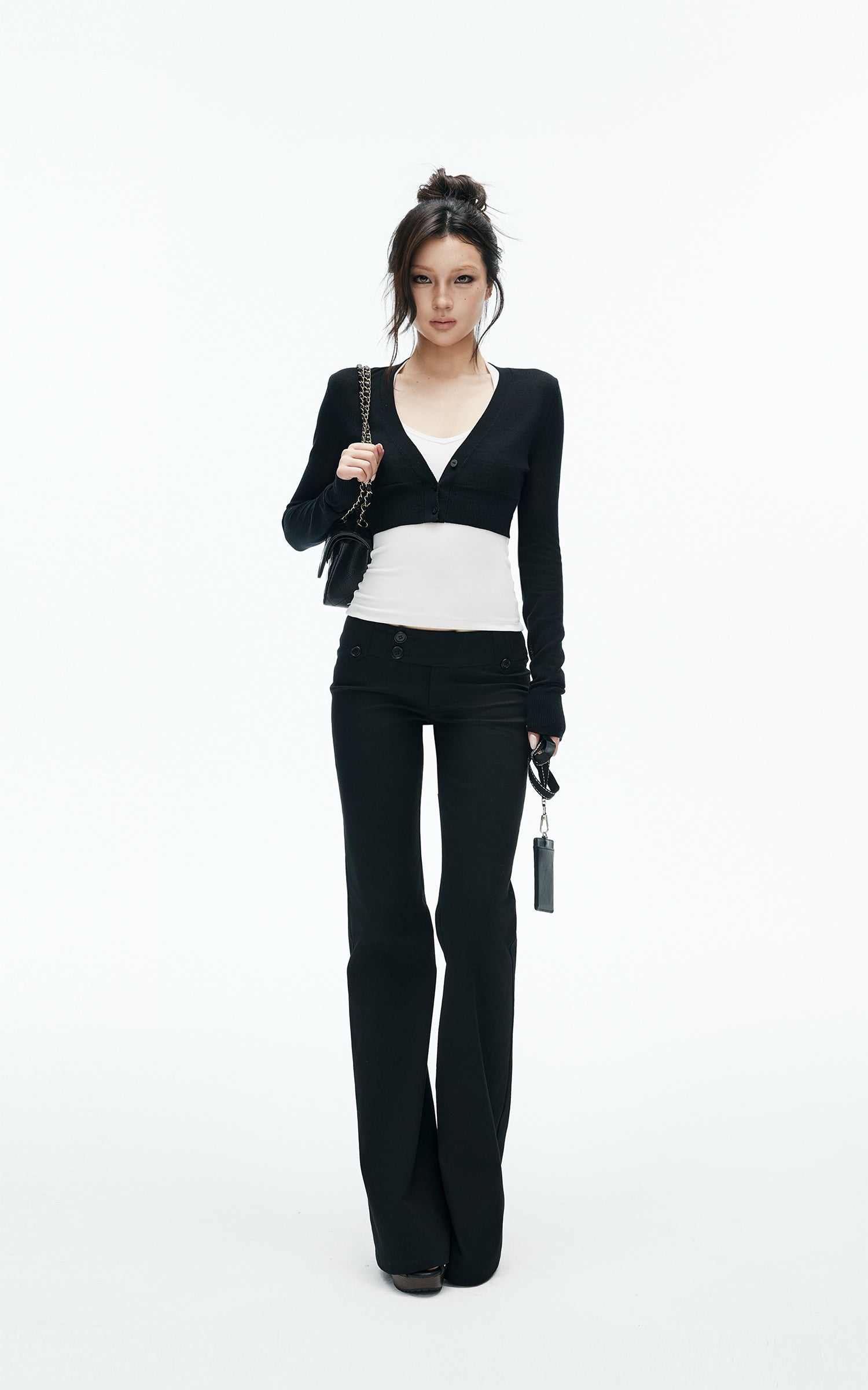 IAMXIAA Low-Rise Button Detail Flared Pants