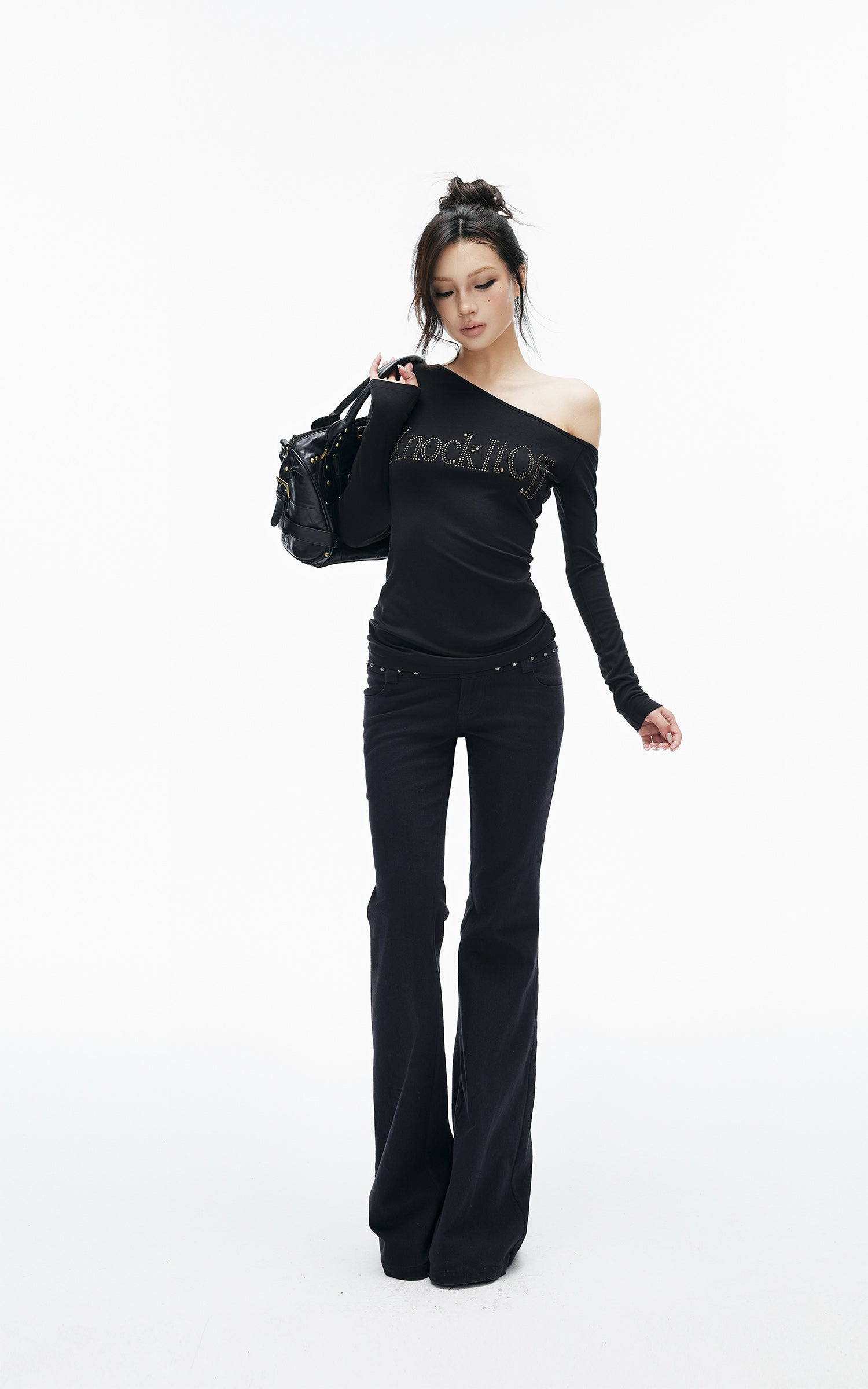 IAMXIAA Low-Rise Studded Flared Pants