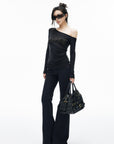 IAMXIAA Low-Rise Studded Flared Pants