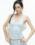 IAMXIAA Scoop Neck Racerback Fitted Tank Top