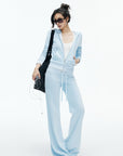 IAMXIAA Velour Zip-Up Hoodie & Wide-Leg Pants Set