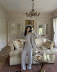 WARDEN EDGE Brushed Knit Hoodie Camisole & Wide-Leg Pants Set