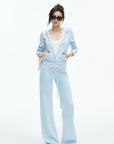 IAMXIAA Velour Zip-Up Hoodie & Wide-Leg Pants Set