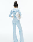IAMXIAA Velour Zip-Up Hoodie & Wide-Leg Pants Set