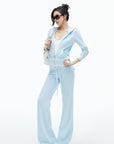 IAMXIAA Velour Zip-Up Hoodie & Wide-Leg Pants Set