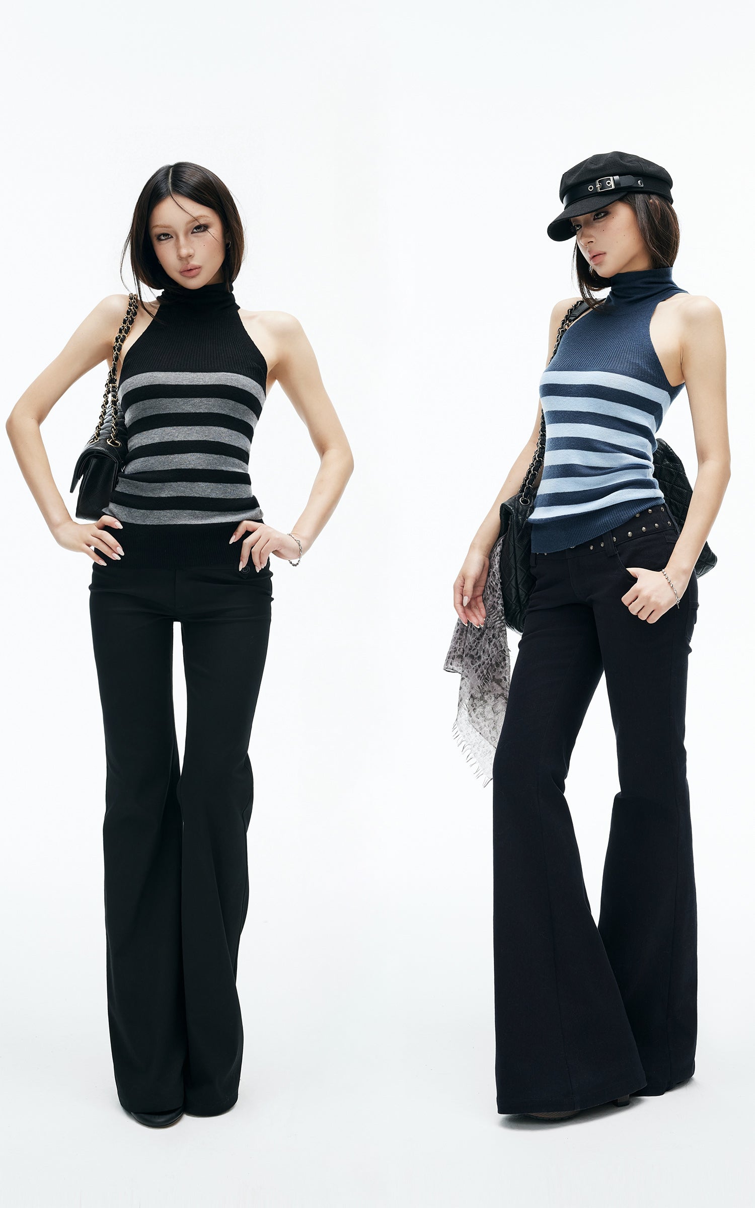 IAMXIAA Striped High-Neck Knit Top