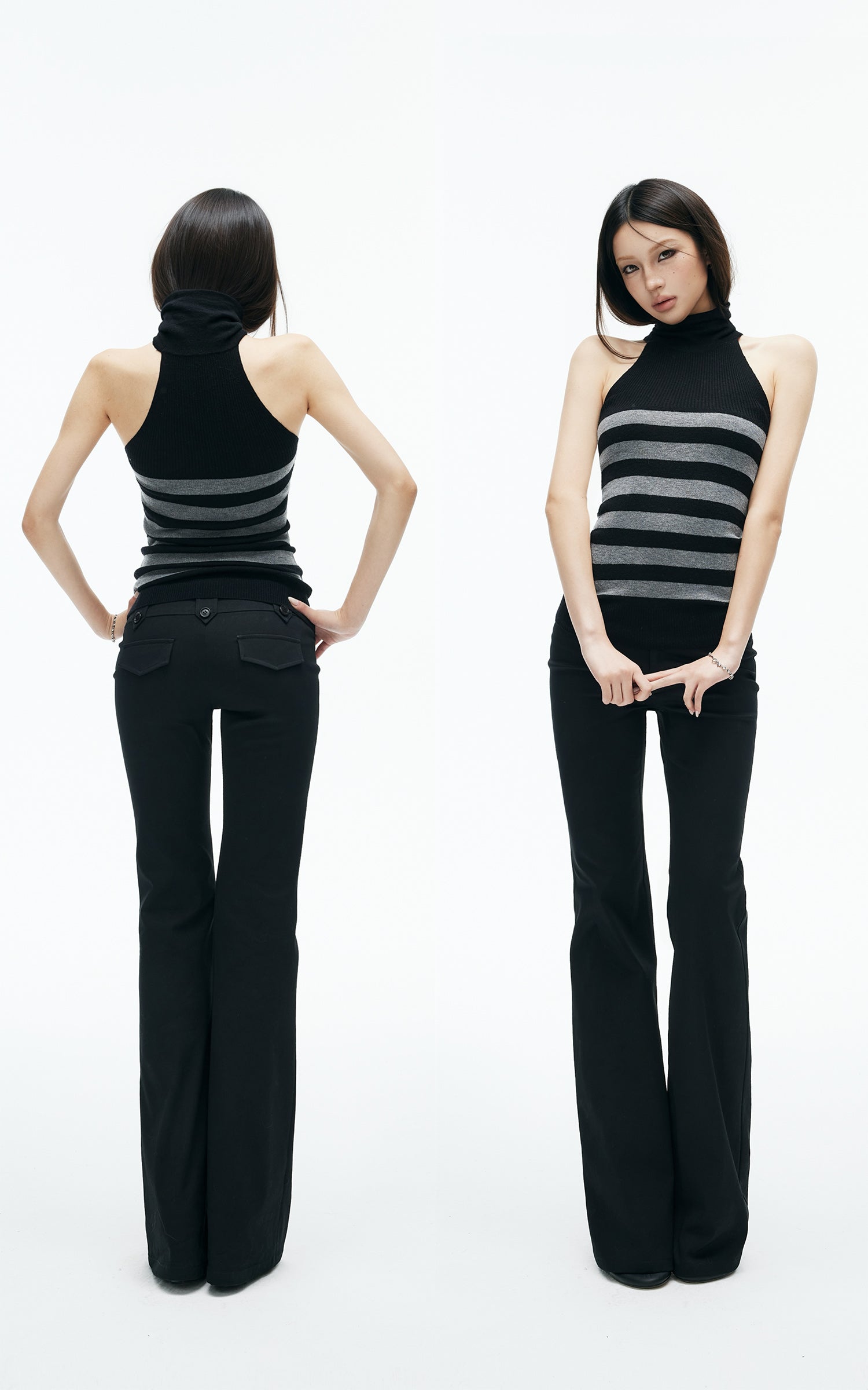 IAMXIAA Striped High-Neck Knit Top