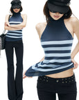 IAMXIAA Striped High-Neck Knit Top
