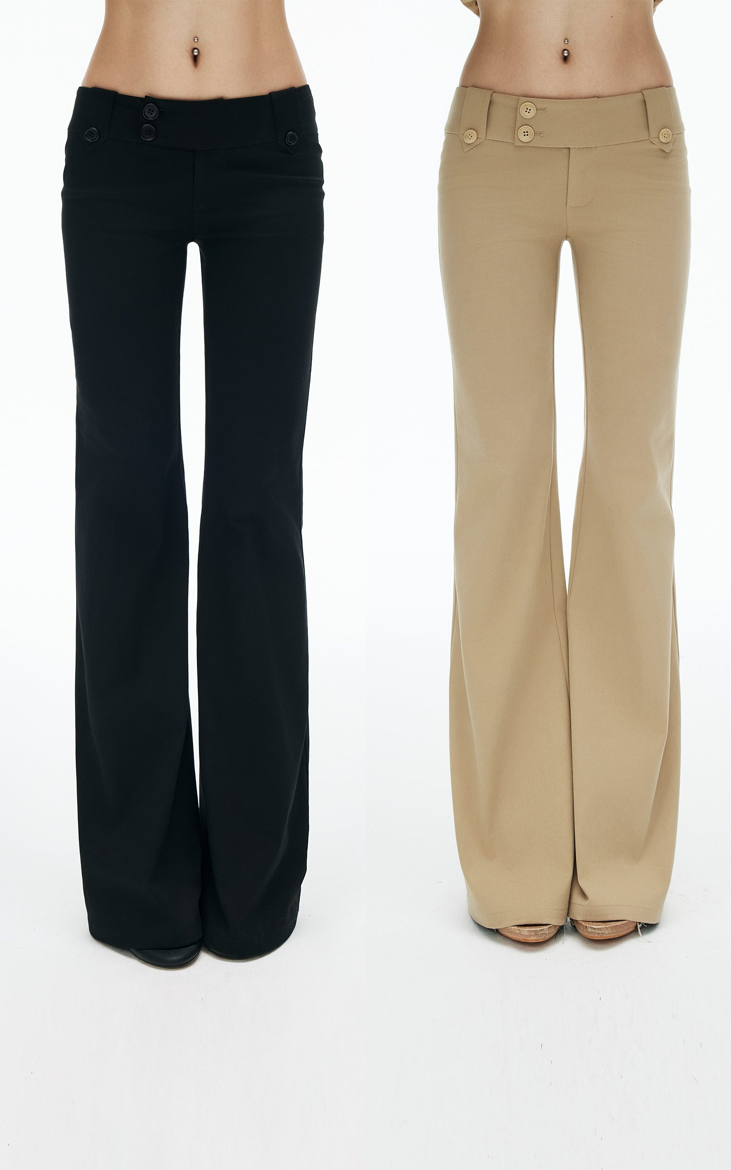 IAMXIAA Low-Rise Button Detail Flared Pants