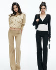 IAMXIAA Low-Rise Button Detail Flared Pants