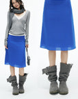 IAMXIAA Cobalt Blue Low-Rise Midi Skirt