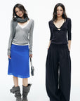 IAMXIAA Deep V-Neck Sheer Knit Sweater