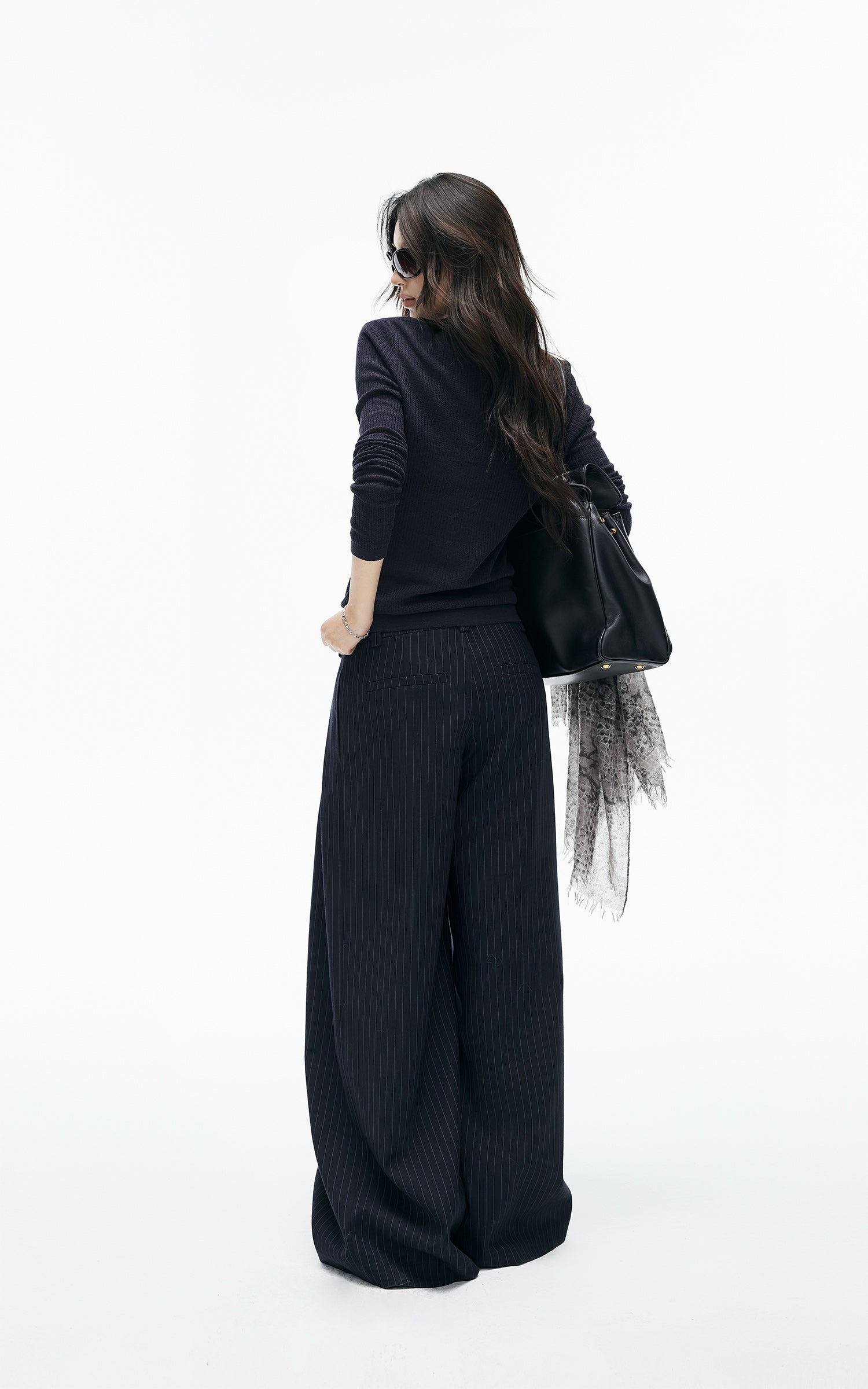 IAMXIAA Pinstripe Oversized Wide-Leg Trousers